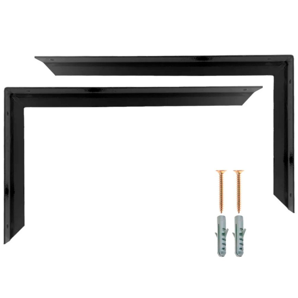 10 Suporte Mão Francesa Cantoneira Prateleira 40cm Preto