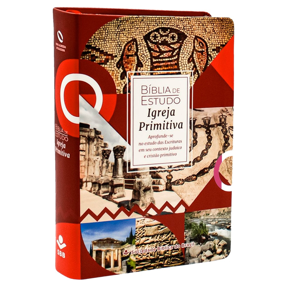 Bíblia de Estudo Igreja Primitiva | NAA | Capa Luxo Vermelha