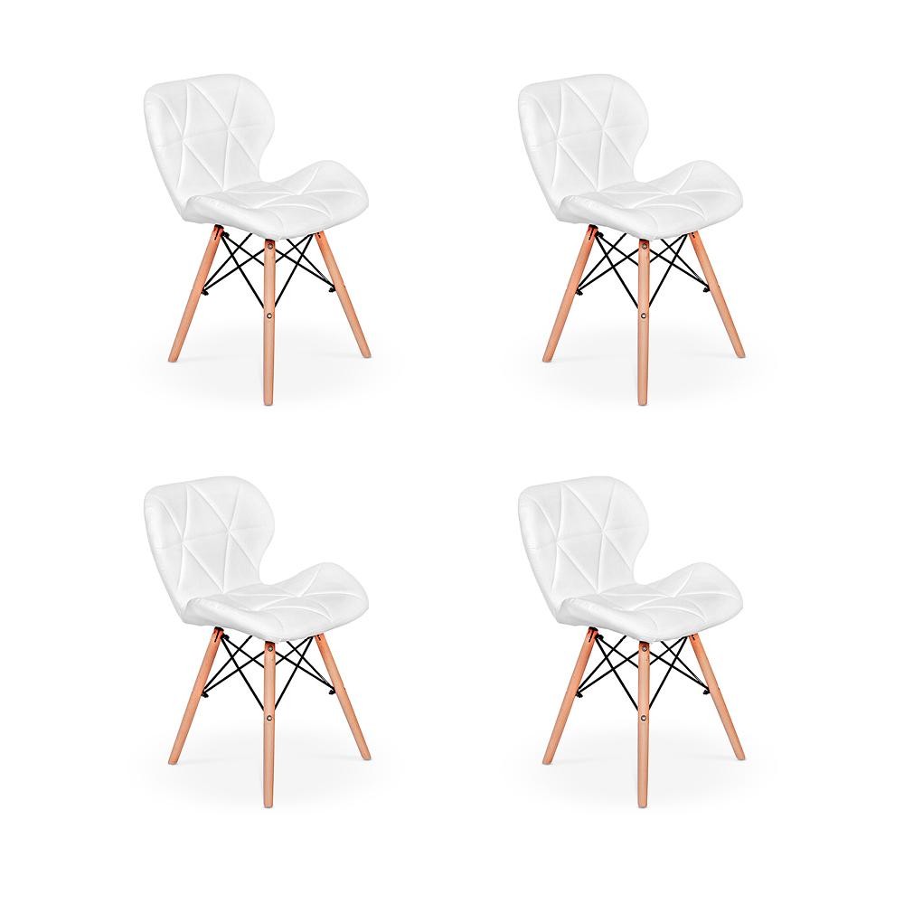 Kit 04 Cadeiras Charles Eames Eiffel Slim Wood Estofada - Home & Living