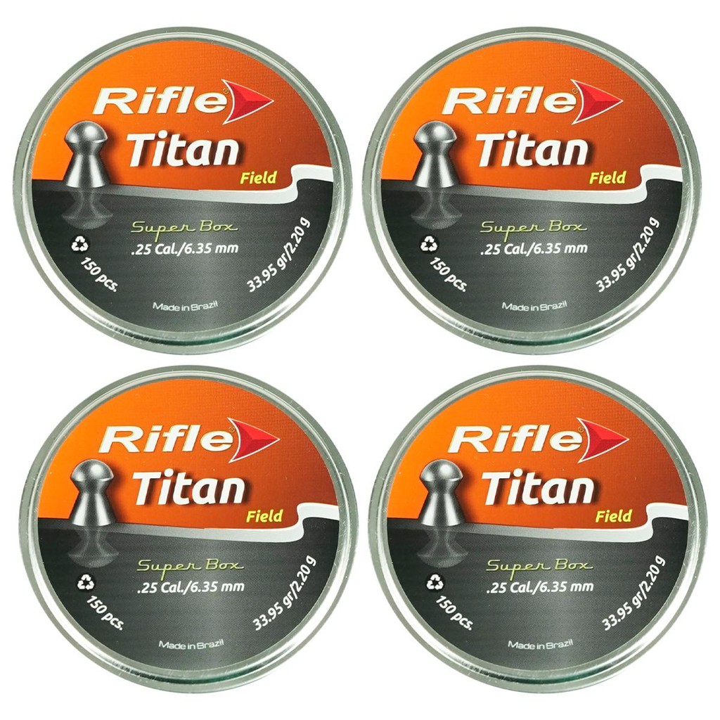 4x Latas de Chumbo Rifle Titan Field Calibre 6.35mm