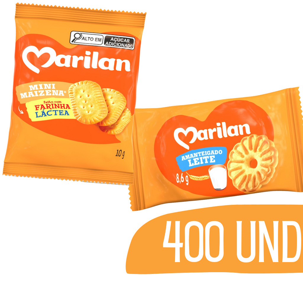 Biscoito Mini Maizena e Amanteigado Leite Marilan 10g - 400 Unid