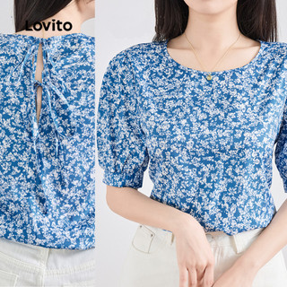 Lovito Blusa elegante com mangas bufantes e amarração floral Ditsy para mulheres L120ED1056 em Oferta na Shopee