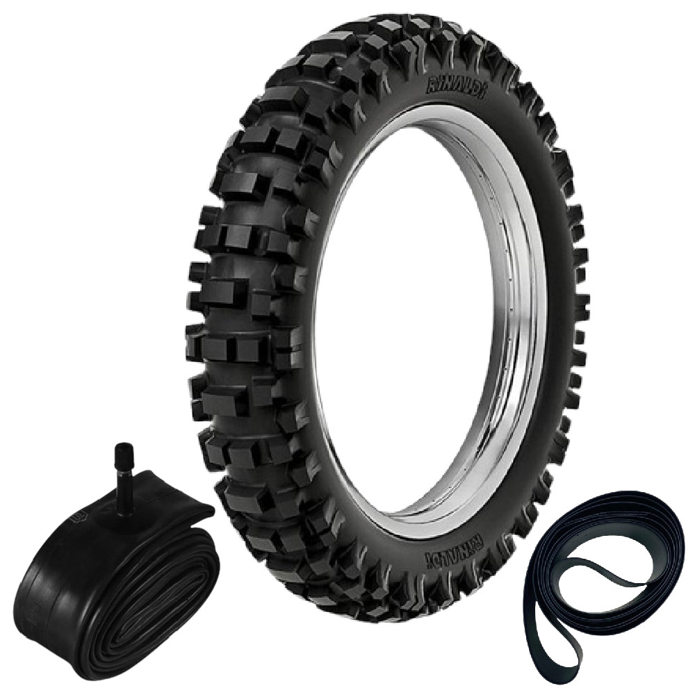 Kit Pneu Trilha Crf230 Ttr 230 Klx 300 100/100-18 Rmx35 Rinaldi + Câmara + Cinta