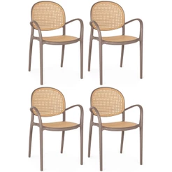 Kit 4 Cadeiras de Jantar Roma com Braço para Sala e Cozinha