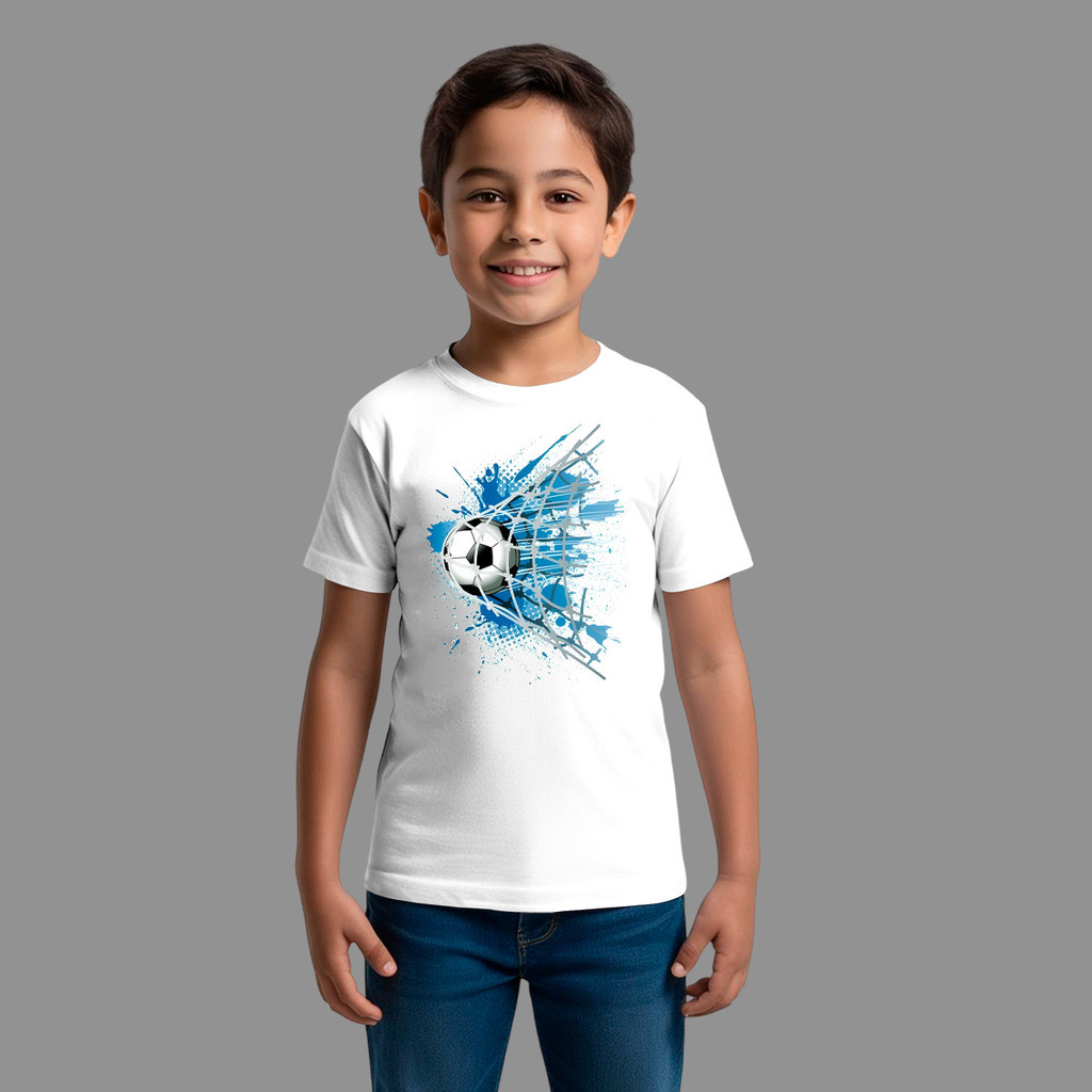 Camiseta Infantil Básica Masculina Streetwear Moda De Rua Confortável Manga Curta Gola Redonda Fut Red