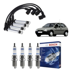 Kit Cabo E Vela de Ignição Original Bosch Chevrolet Corsa 1.6 MPFI 8V 1996 A 2002