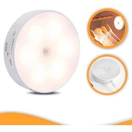 KIT 3 Luz LED recarregável sem fio de luz branca com sensor de presença