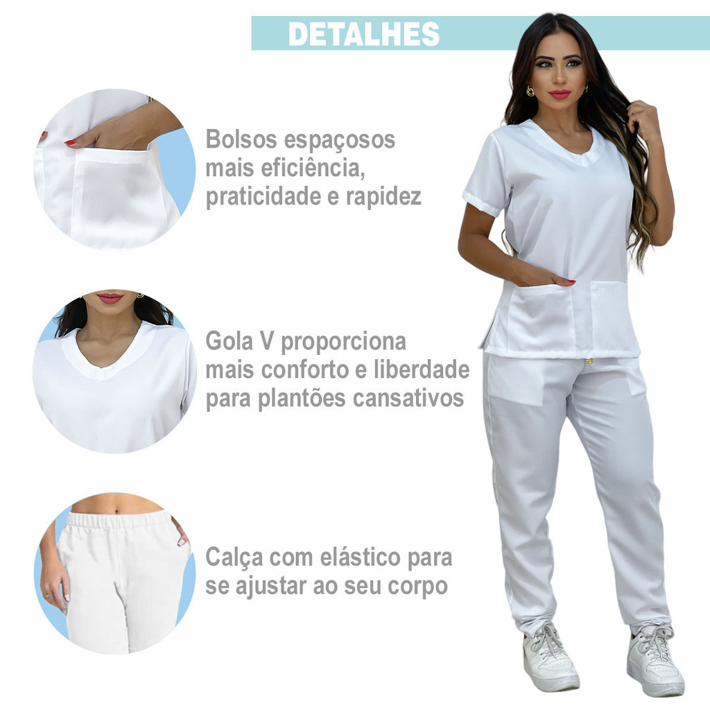 Scrub Hospitalar Unissex Não Amassa - Vestuário Profissional Confortável em Oferta na Shopee