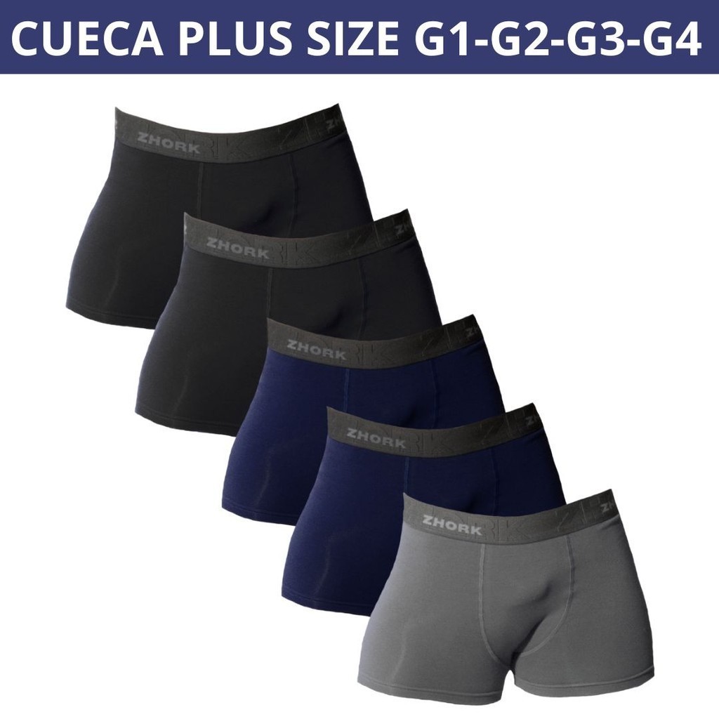KIT 5 CUECAS BOX BOXER PLUS SIZE EXTRA GRANDE G1 G2 G3 G4 em Oferta na Shopee
