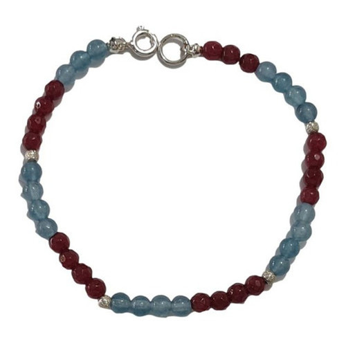 Pulseira Apatita E Rubi Em Prata  - Id 5847