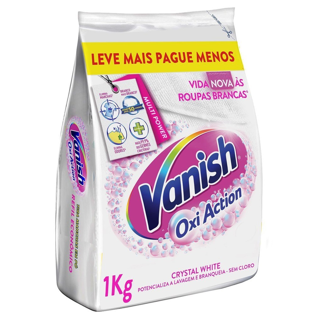 Kit com 2 Refis Tira Manchas Vanish Em Pó White Oxi 1KG Cada