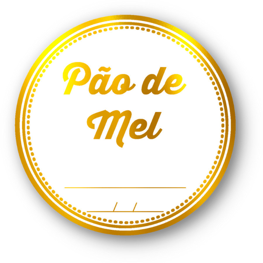 Adesivo "Pão de Mel" - Ref. 2096 - Hot Stamping - Dourado - 50 unidades - Stickr