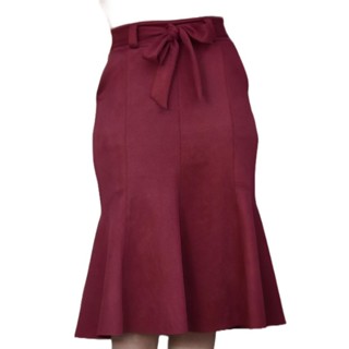 Saia Sereia em Suede Aveludado Midi Moda Evangélica com Bolsos e Laço em Oferta na Shopee