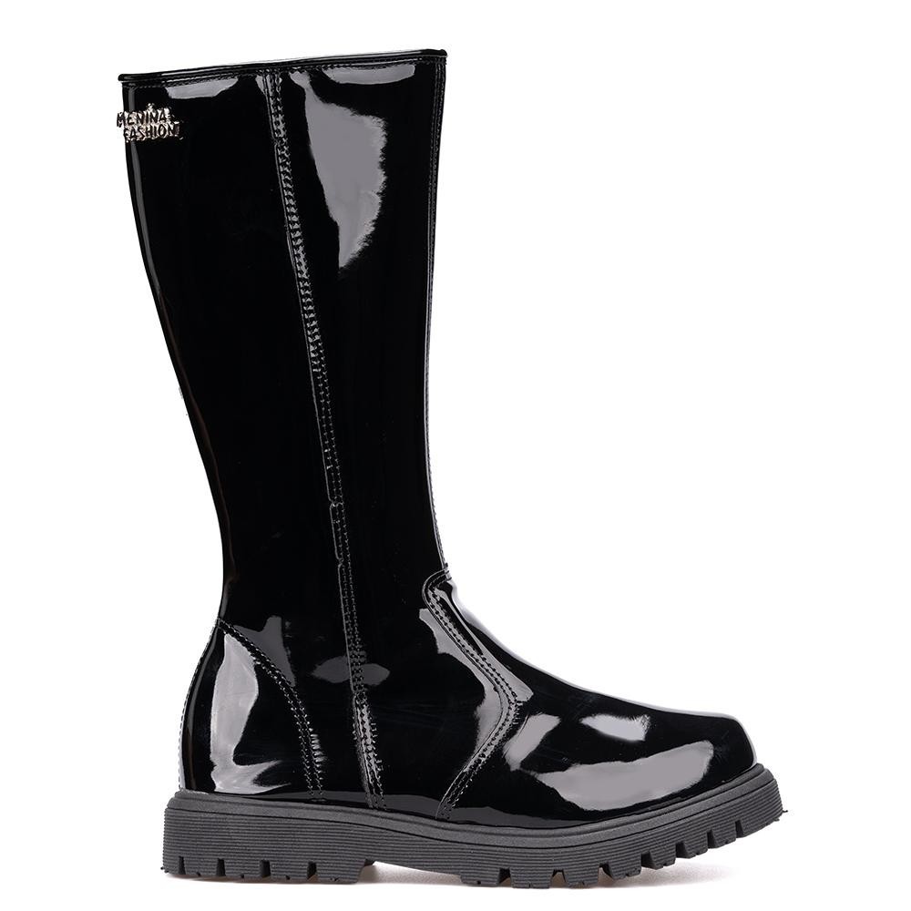 Bota Infantil Menina Fashion Cano Longo Galocha Tratorada Verniz em Oferta na Shopee