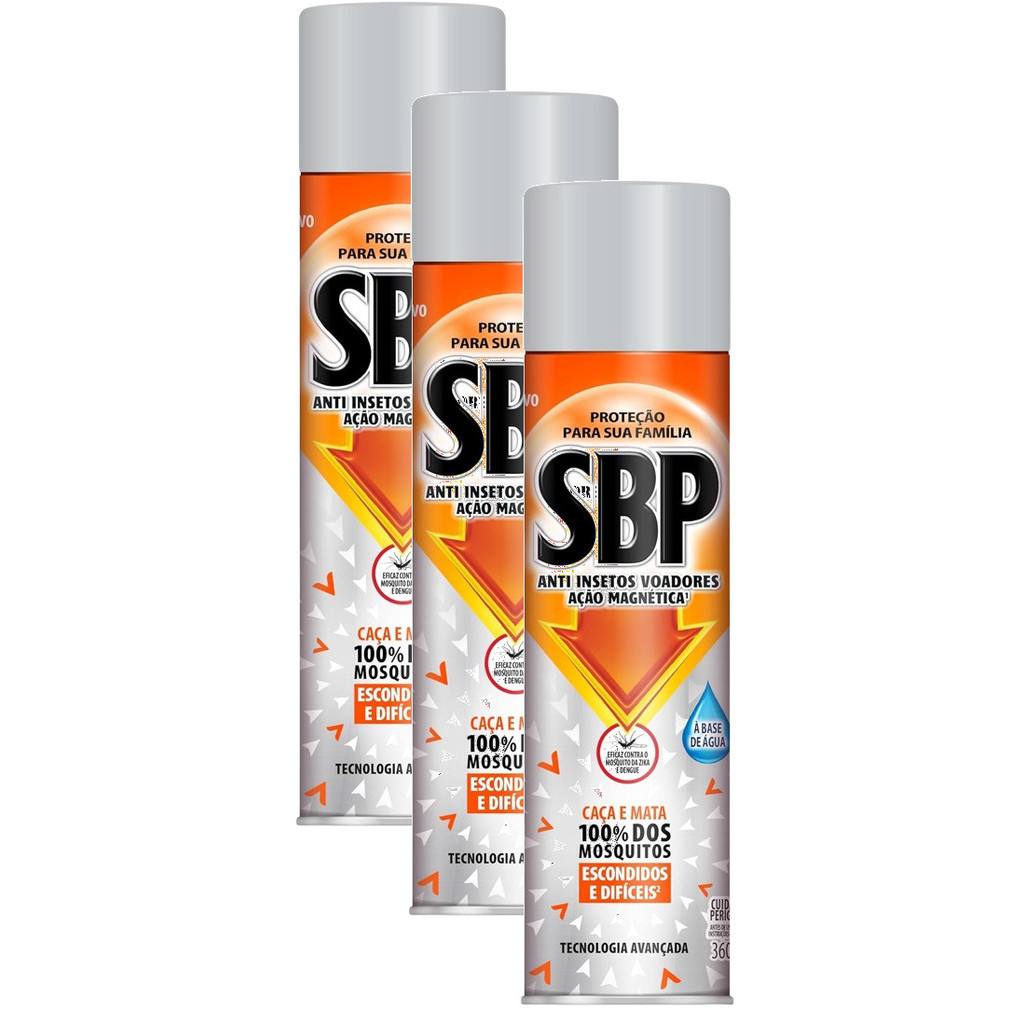 3 Inseticida Sbp Anti Insetos Voadores Ação Magnética 360ml