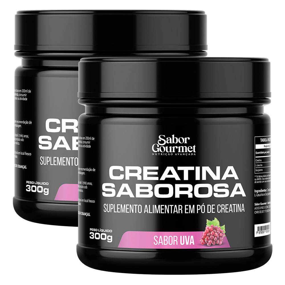 2x Creatina Saborosa (300 + 300g) Uva Sabor Gourmet em Oferta na Shopee