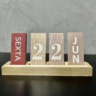 Calendário de Mesa Decorativo com Plaquinhas para Mesa Escritório Decoração Casa em Oferta na Shopee