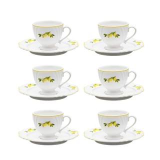 Jogo De 6 Xícaras Grandes 200 Ml Com Pires Soleil Limoni em Oferta na Shopee