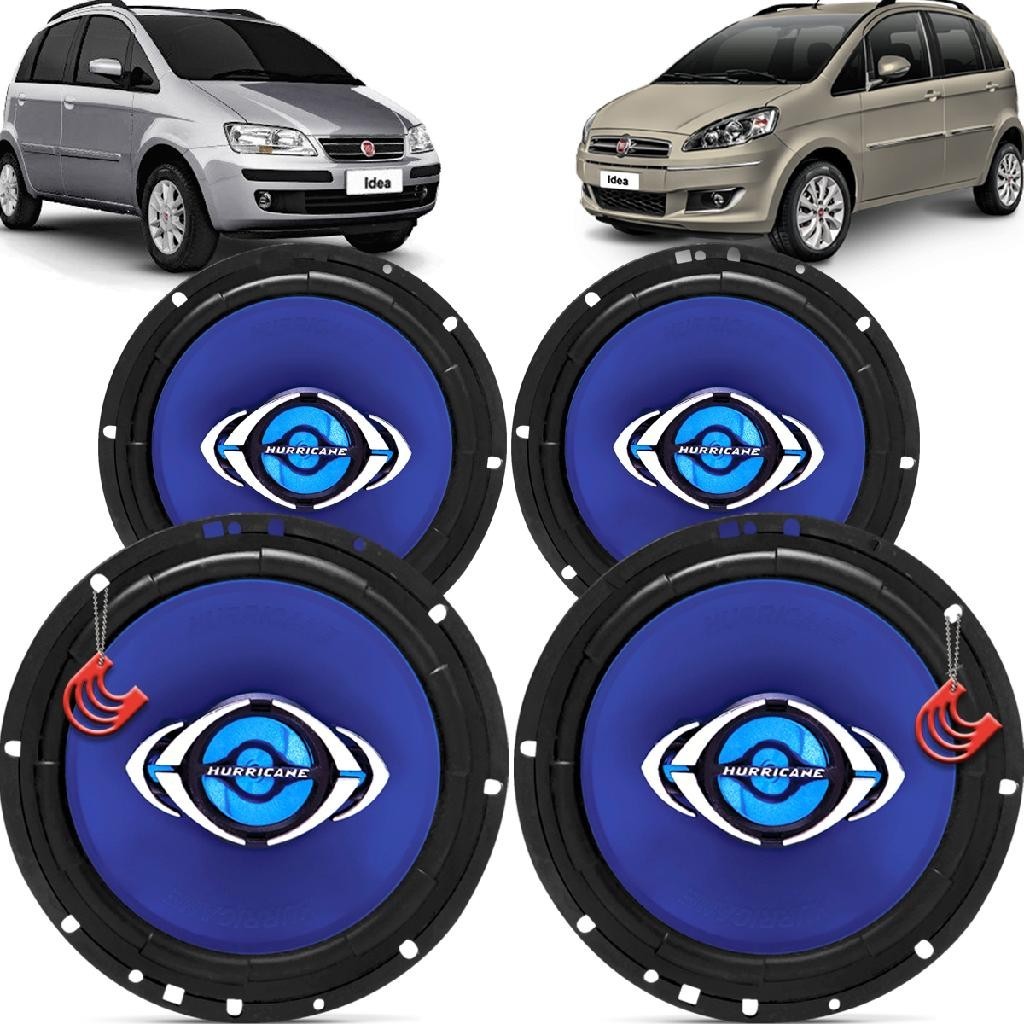 Kit Alto Falantes Dianteiros e Traseiros Fiat Idea 2006 até 2016 - Hurricane Class 520w