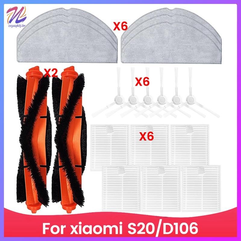 Kit De Substituição Acessórios Para Xiaomi Robô Vácuo S20/D106 Peças Escova Lateral Principal Filtro HEPA Pano Esfregão