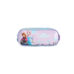 Estojo Escolar Feminino Médio Frozen 3 Compartimentos Azul Claro