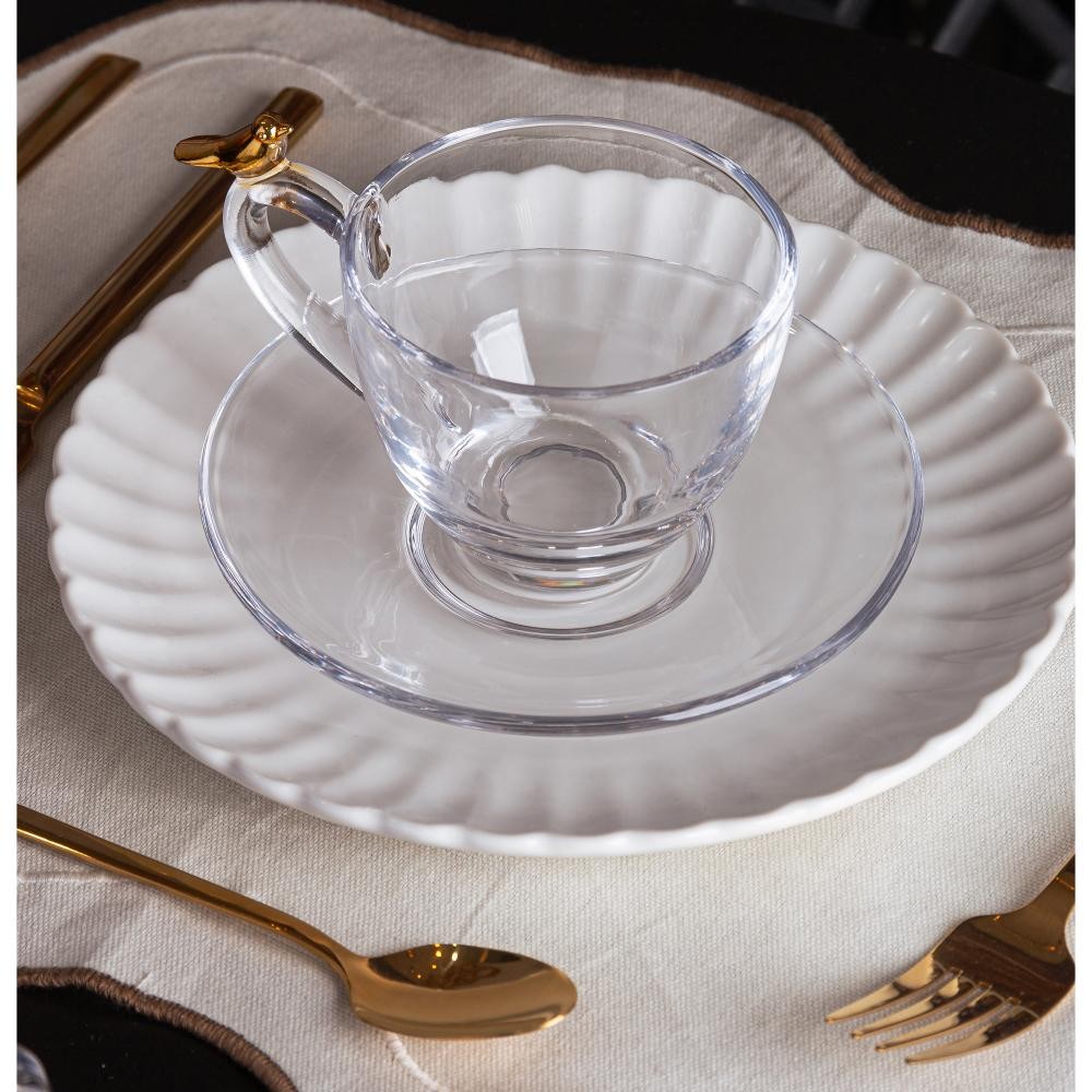 4 Xícaras de Chá Golden Bird de Cristal 180ml - Wolff em Oferta na Shopee