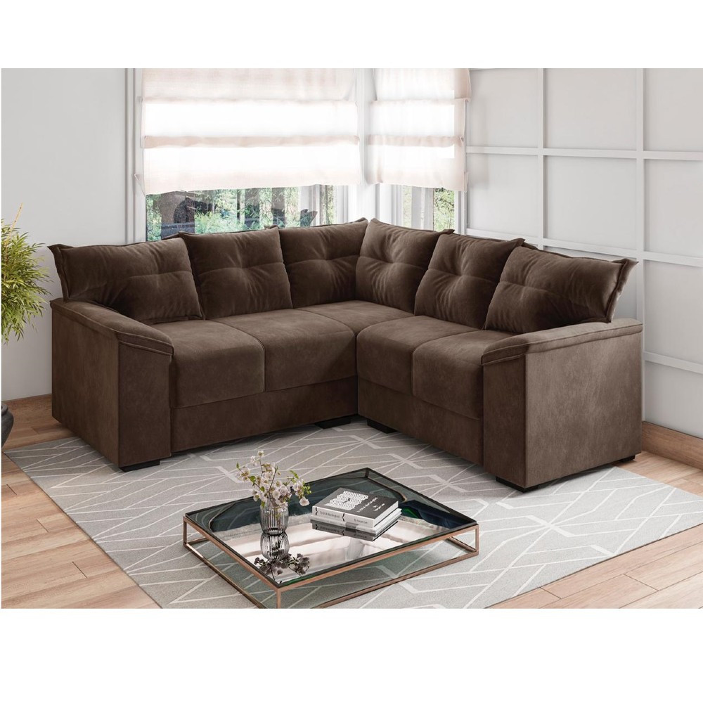 Sofá de Canto 5 Lugares Sued Lisboa Flash Estofados em Oferta na Shopee