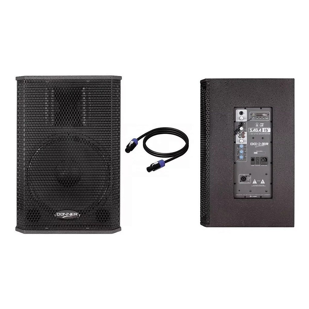Kit Caixa Ativa + Passiva 15 300w Saga Usb Bt Cabo