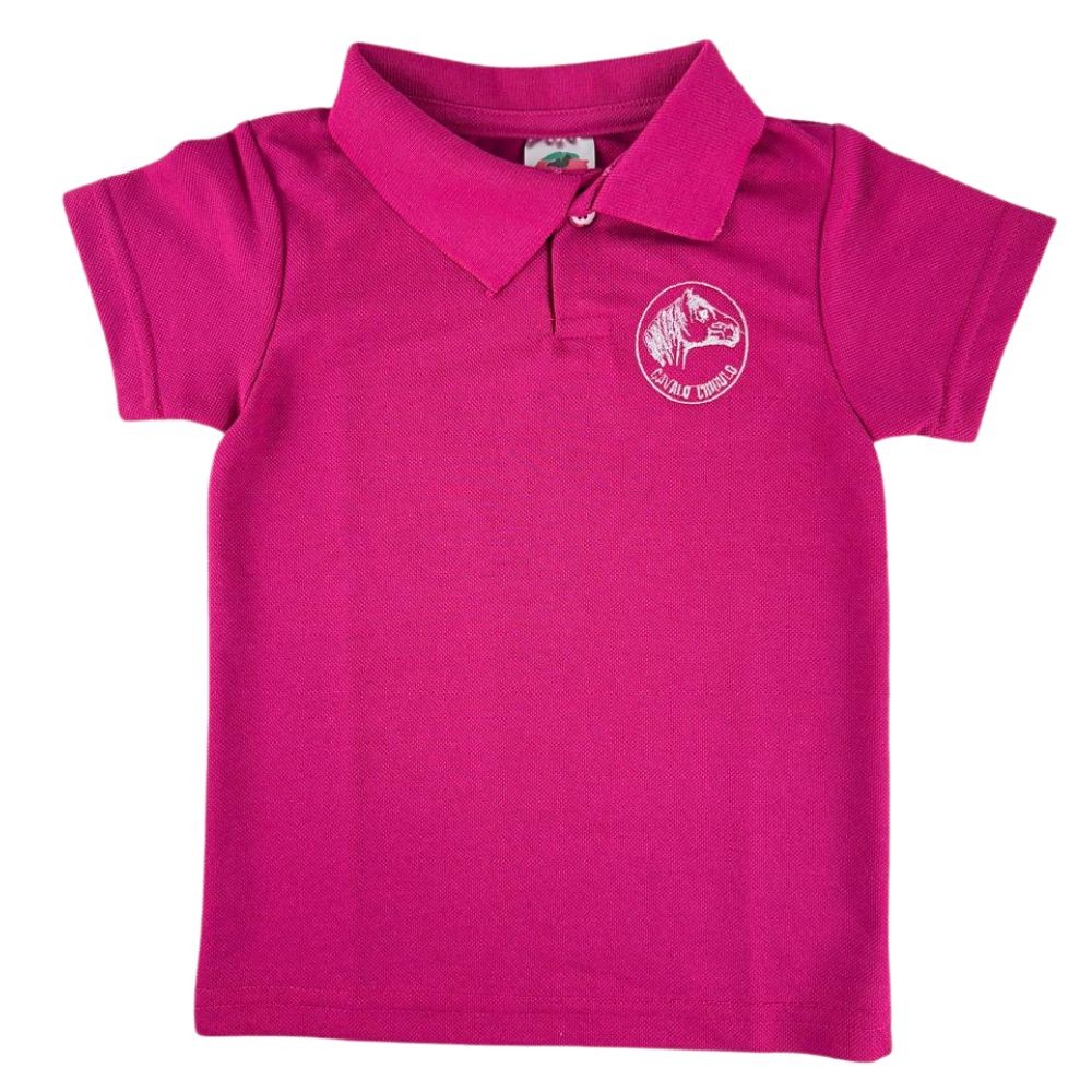 Polo Infantil Malha Piquet Manga Curta Com Botão Sentinela Original Rosa Unissex