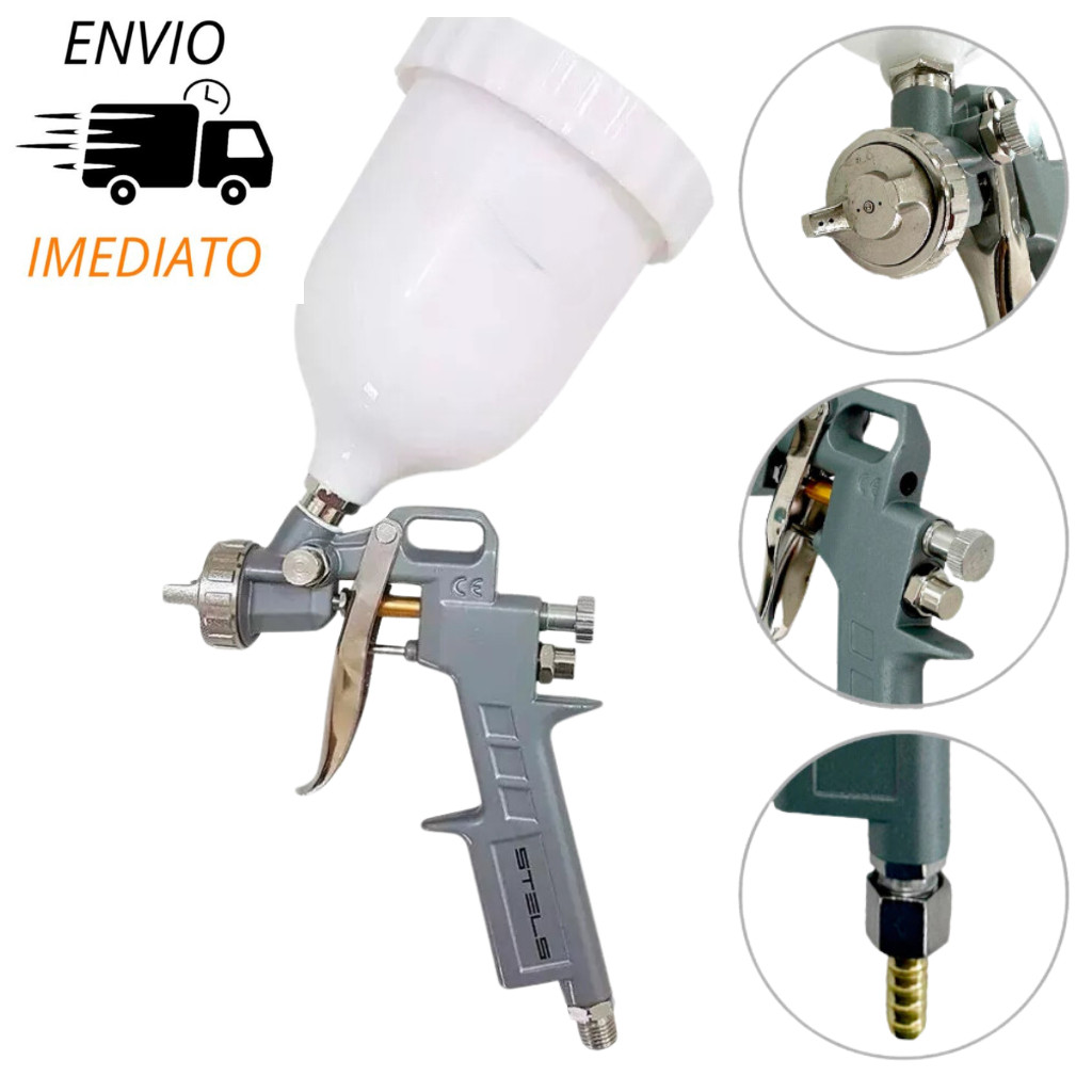 Pistola de Pintura Gravidade 600ml 3 Bicos 1,2 1,5 1,8mm