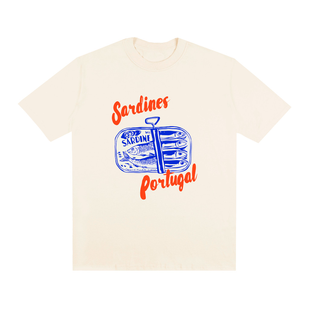 Camiseta Feminina 100% Algodão Premium Sardines Portugal