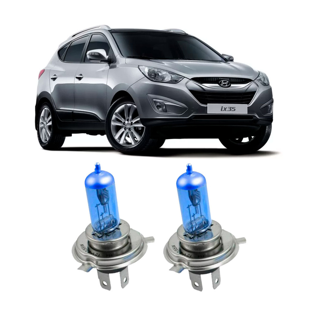 Par de Lâmpadas Super Branca Farol para Hyundai IX35 2010 2011 2012 2013 2014 2015 2016 8500k H4