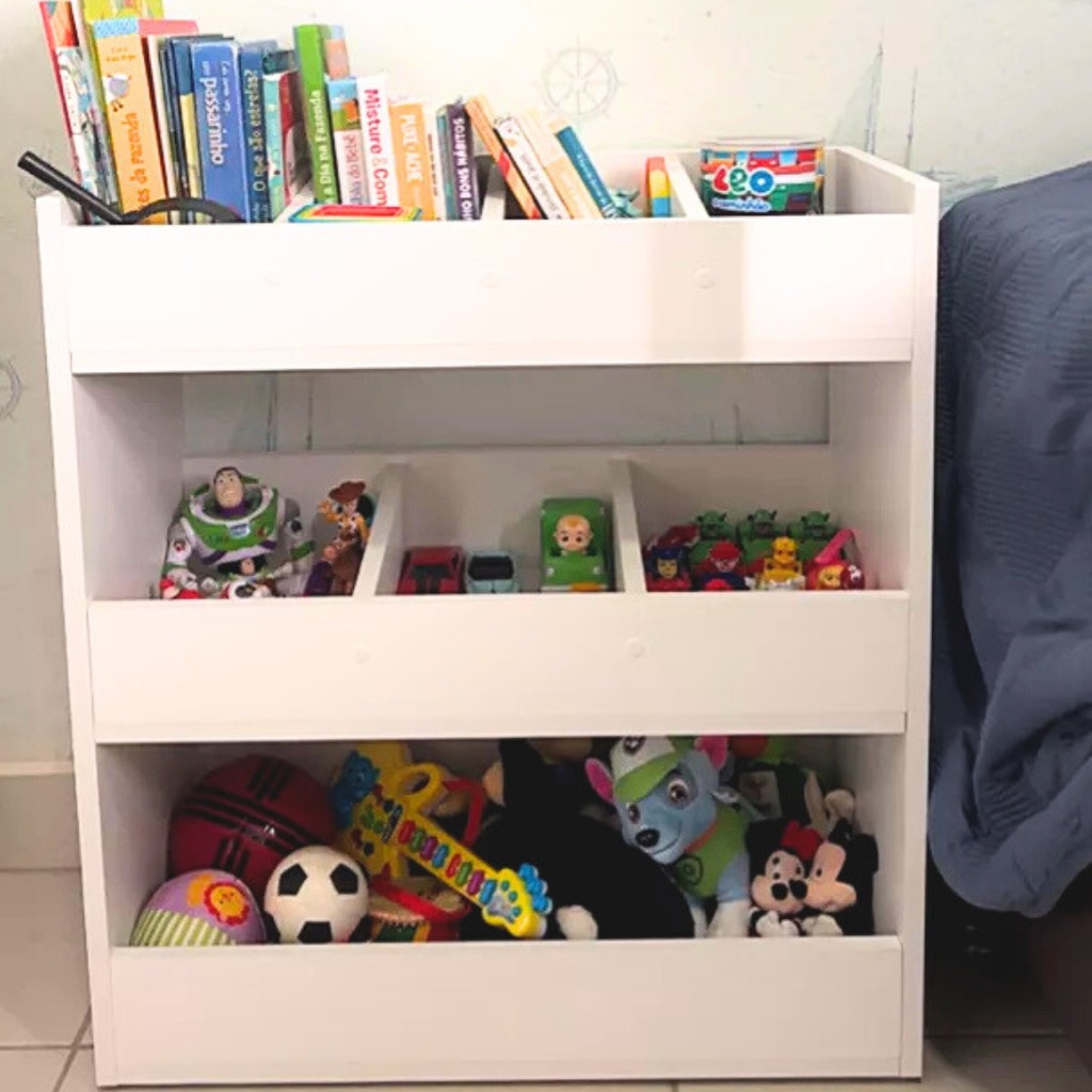 Baú Organizador Quarto Infantil p\Brinquedos Divisórias Estante Para Brinquedos
