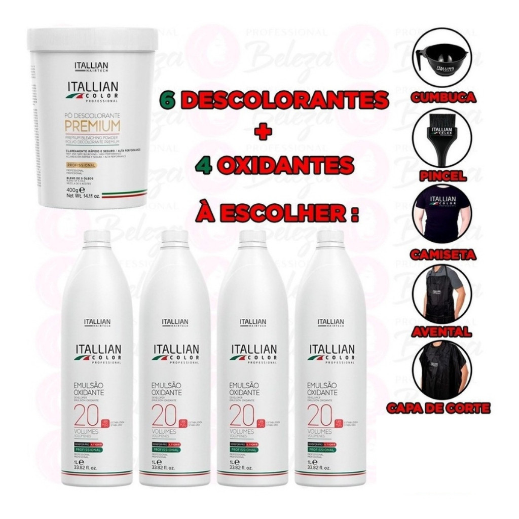 Kit 6 Pó Premium 4 Ox Itallian Color Hairtech Profissional