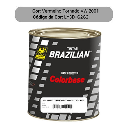 Tinta Automotiva Poliéster 900ml Vermelho Tornado Vw 2001
