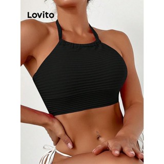 Lovito Top De Biquíni Sexy Liso Com Renda Para Mulheres LNL42092