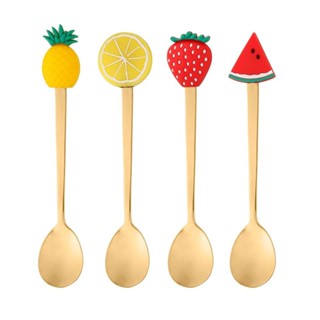4 Colheres Wolff Fruit de Aço Inox Dourado