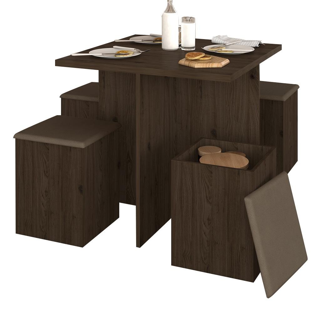 Conjunto Sala De Jantar 4 Banquetas Berlim Imbuia - Móveis Arapongas em Oferta na Shopee