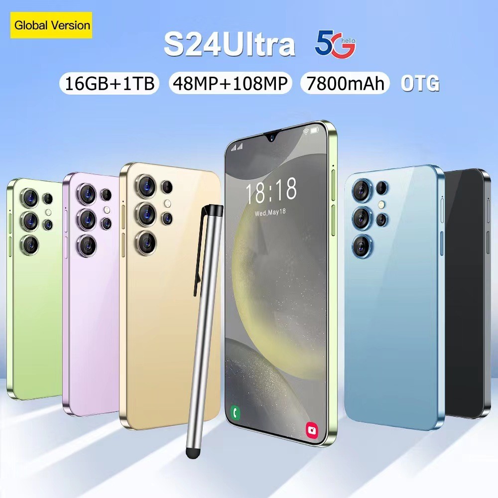 2024 Novo Smartphone S24 Super 5G 7,3 Polegadas Tela Cheia 16GB + 1TB 4G Edição Global Android 13