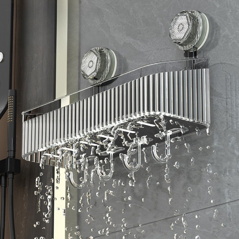 Rack de armazenamento de banheiro com ventosa sem perfuração em Oferta na Shopee