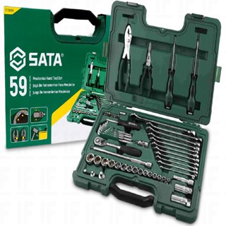 Kit Jogo De Ferramentas Mecânico 59 Pçs C/ Soquetes E Chaves