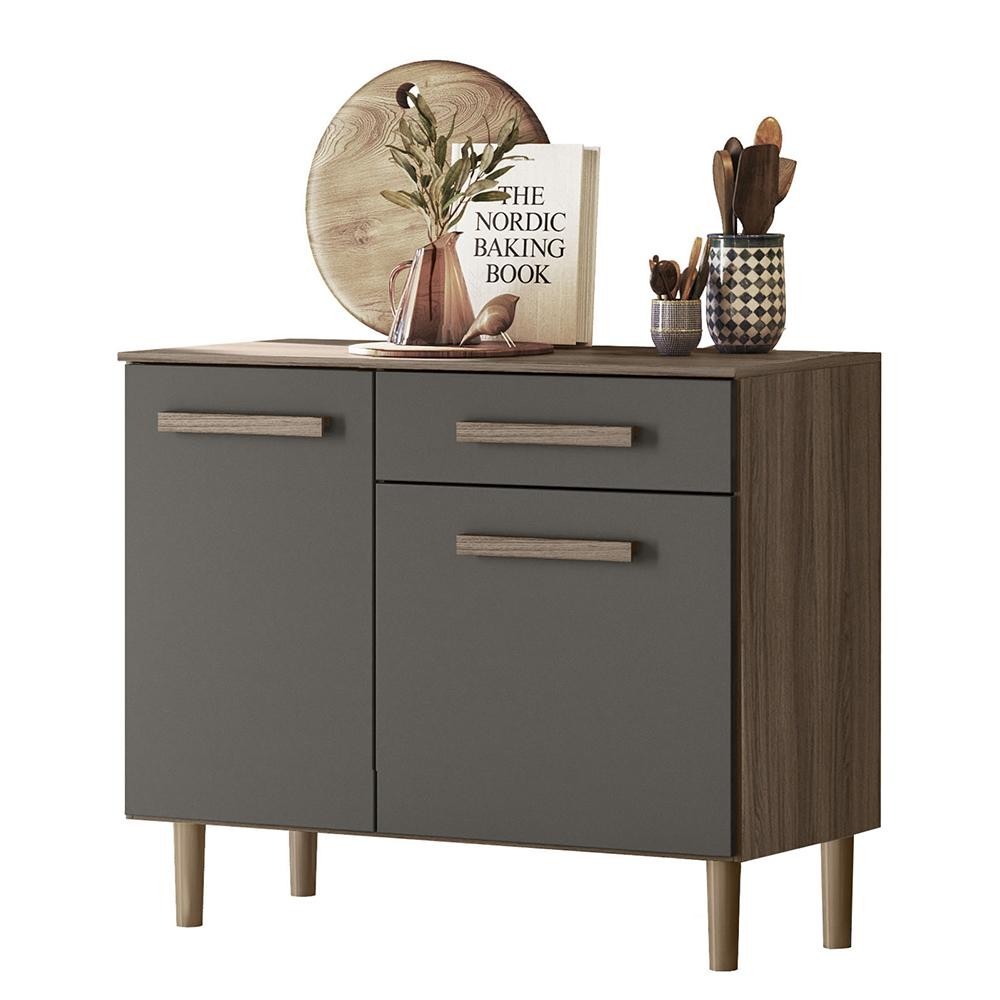 Balcão para Cozinha Lemon com 2 portas e 1 Gaveta 91 cm em Oferta na Shopee