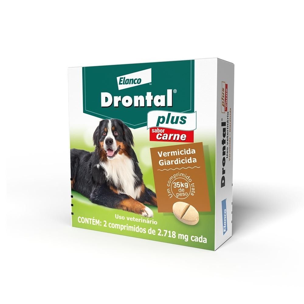 Vermifugo Elanco Drontal Plus Sabor Carne Caes 2 Comprimidos - Pets