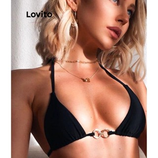 Lovito Top De Biquíni Sexy Com Fivela Simples Para Mulheres LNL43082