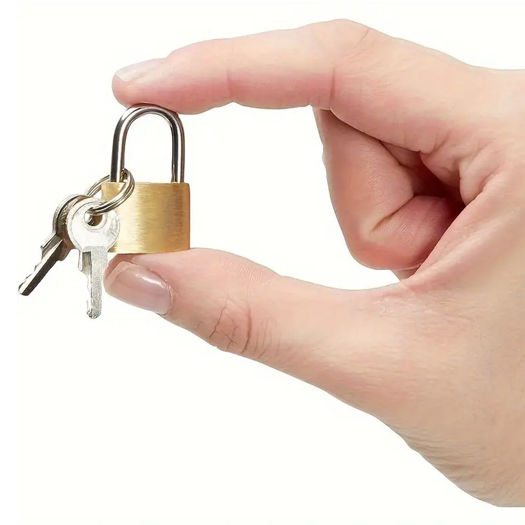 Imagem Kit 2 Mini Cadeados Para Janela Mala  Armarios 20mm Antifurto Com 2 Chaves