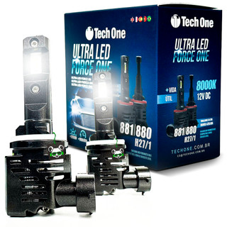 Kit Par Lâmpada Automotiva Ultra Led Force One 8000K 4100 Lúmens Encaixe Modelo H27 880/881 TechOne em Oferta na Shopee