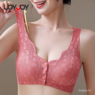Joyjoy 40-100KG De Seda Soutien Feminino De Seda De Gelo Plus Size Botão Frontal Roupa Interior fina Lingerie Sem Fio Id em Oferta na Shopee