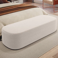 Puff Decorativo Orgânico para Living Quarto 160cm Doha W01 Bouclê Creme - Lyam Decor