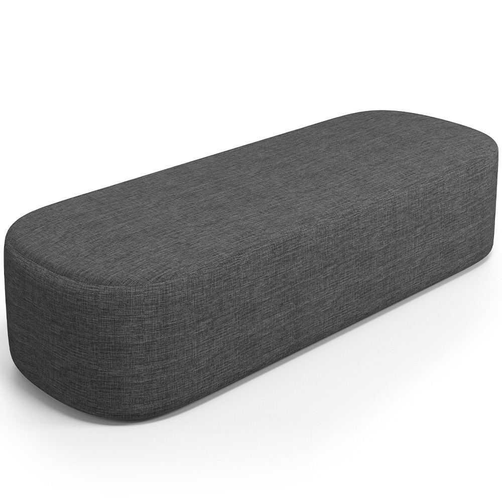 Puff Decorativo Orgânico para Living Quarto 140cm Doha W01 Linho Cinza Escuro - Lyam Decor - Home & Living