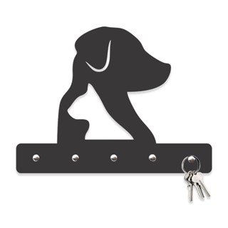 Porta Chaves Gato e Cachorro MDF Preto Fosco em Oferta na Shopee